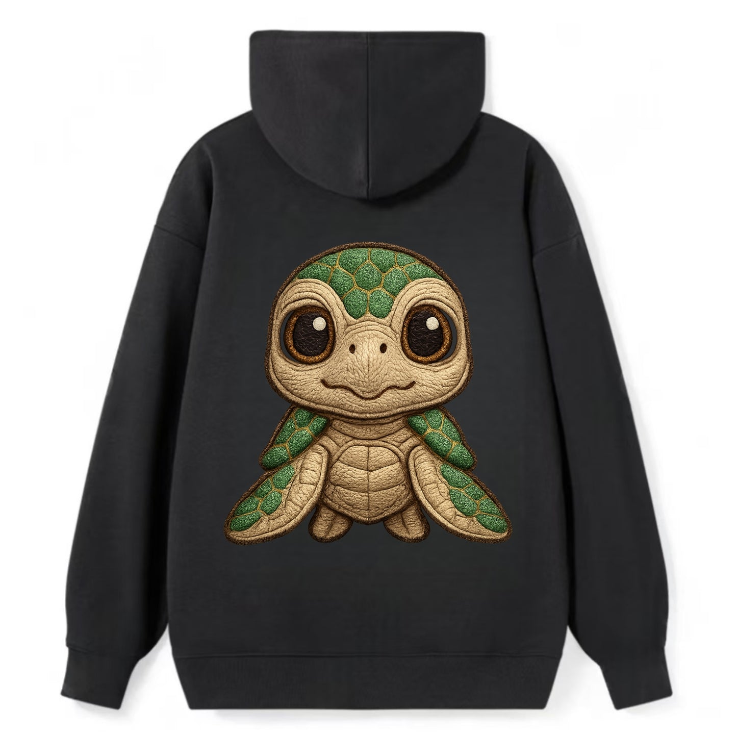 Baby Green Sea Turtle - emerald shell, large innocent brown eyes, tiny - Classic Pullover Hoodie - Black