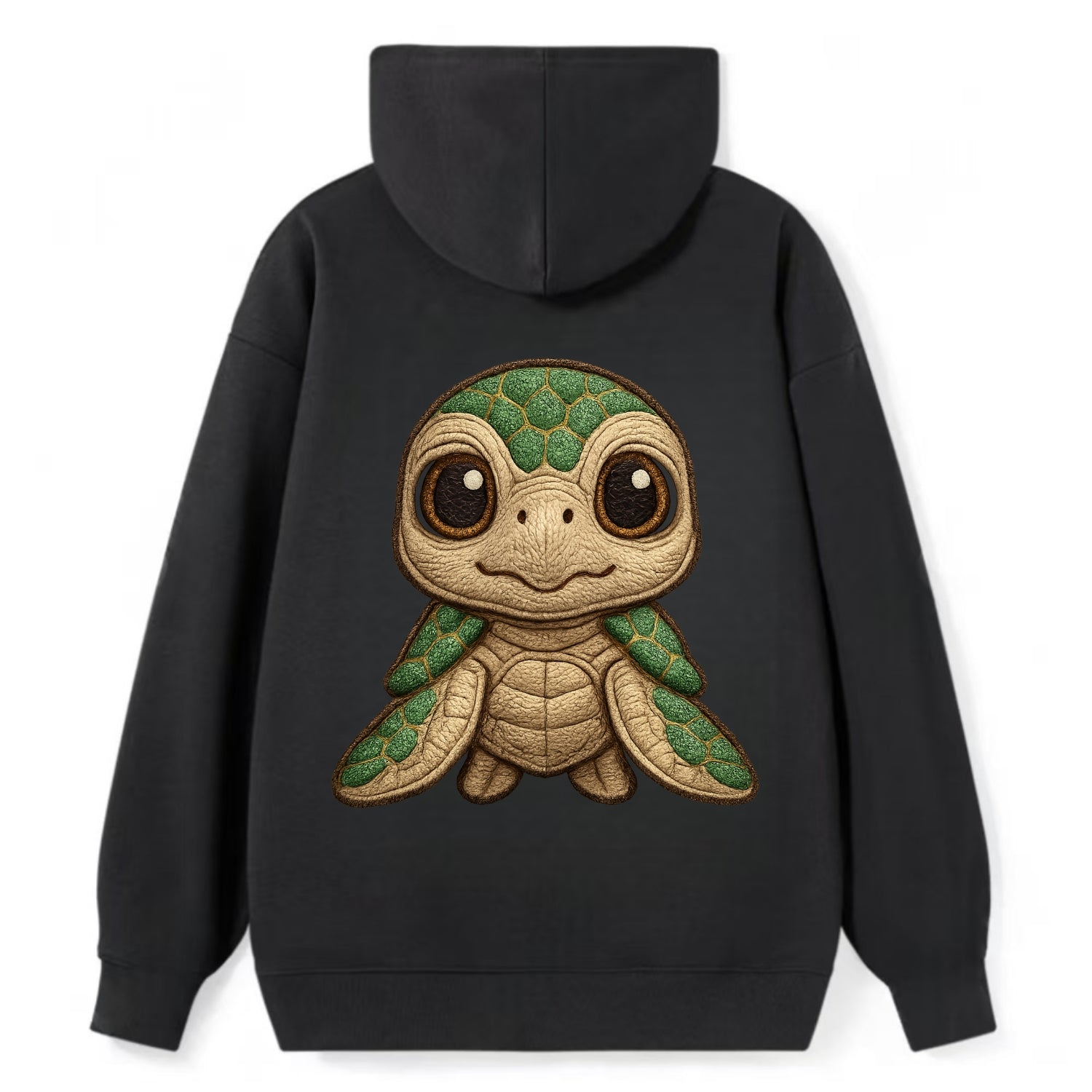 Baby Green Sea Turtle - emerald shell, large innocent brown eyes, tiny - Classic Pullover Hoodie - Black