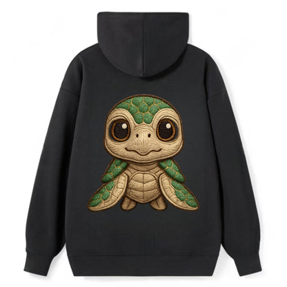 Baby Green Sea Turtle - emerald shell, large innocent brown eyes, tiny - Classic Pullover Hoodie - Black