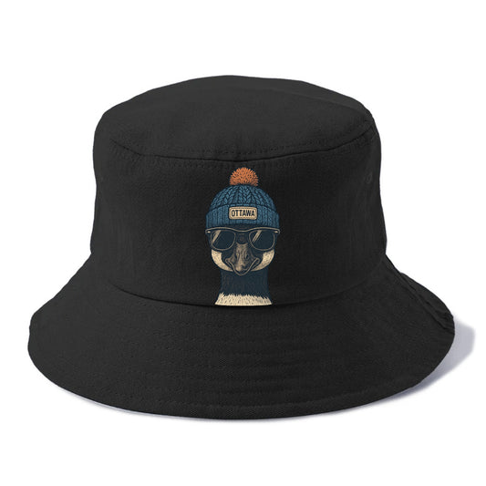 Ottawa Canadian Goose wearing Ottawa bea - Bucket Hat - Black