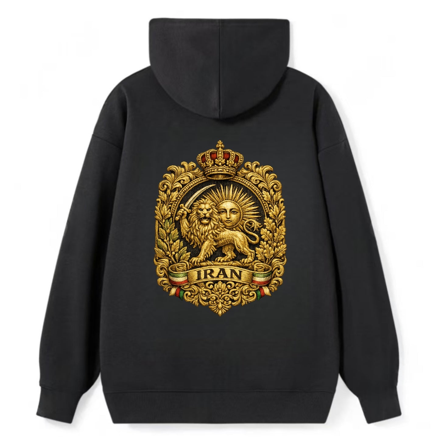 Iran Lion Sun Badge - Classic Pullover Hoodie - Black