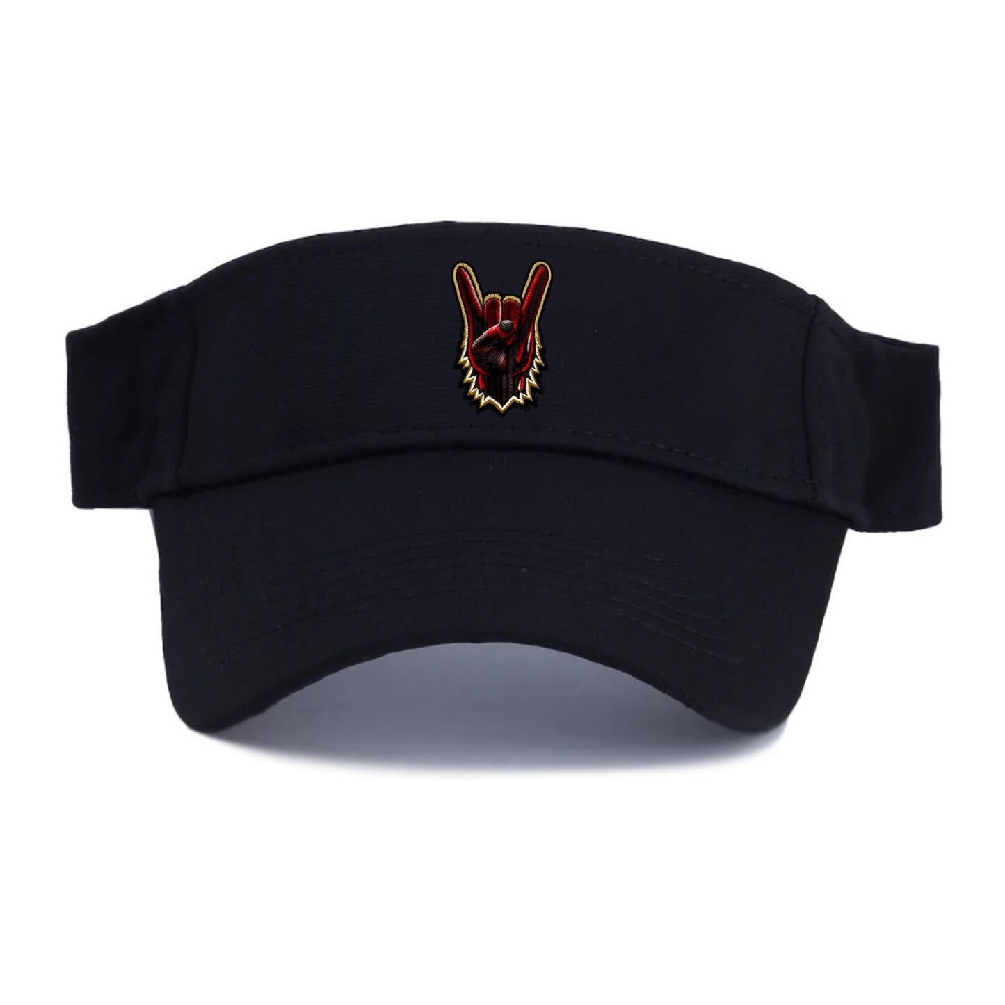 ROCK HAND HORNS - devil horns hand gesture in black and red , metal music - Visor - Black