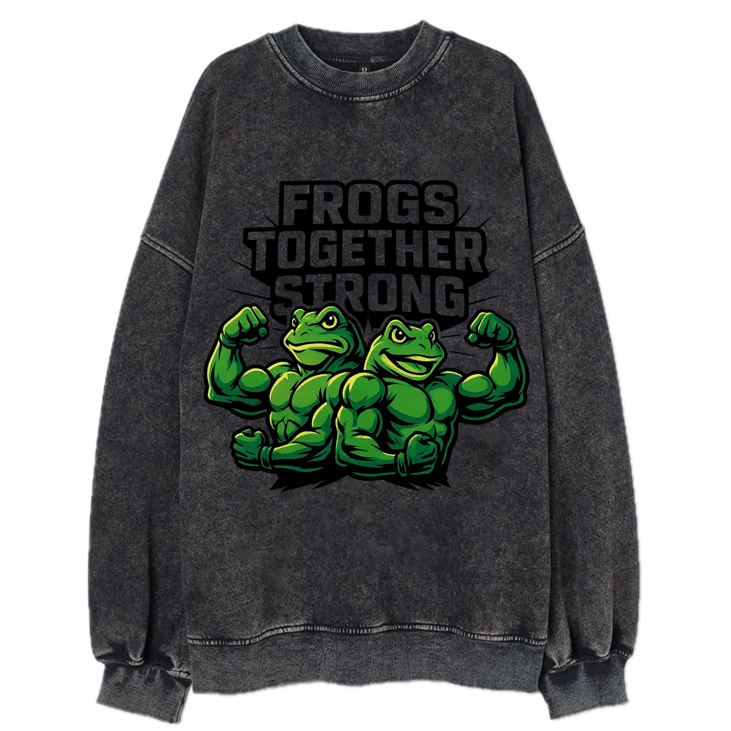 Frogs Together Strong - Vintage Sweatshirt - Black
