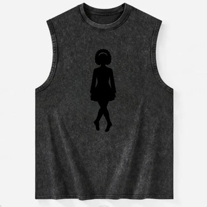 Irish step dancer traditional pose - Vintage Washed Tank - Black