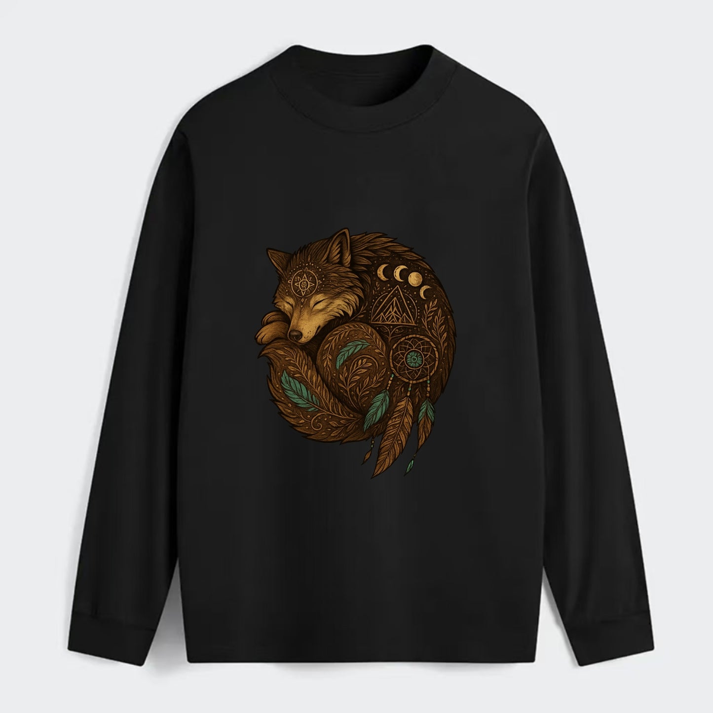 Sleeping Wolf Peace  - Classic Long Sleeve Shirt - Black