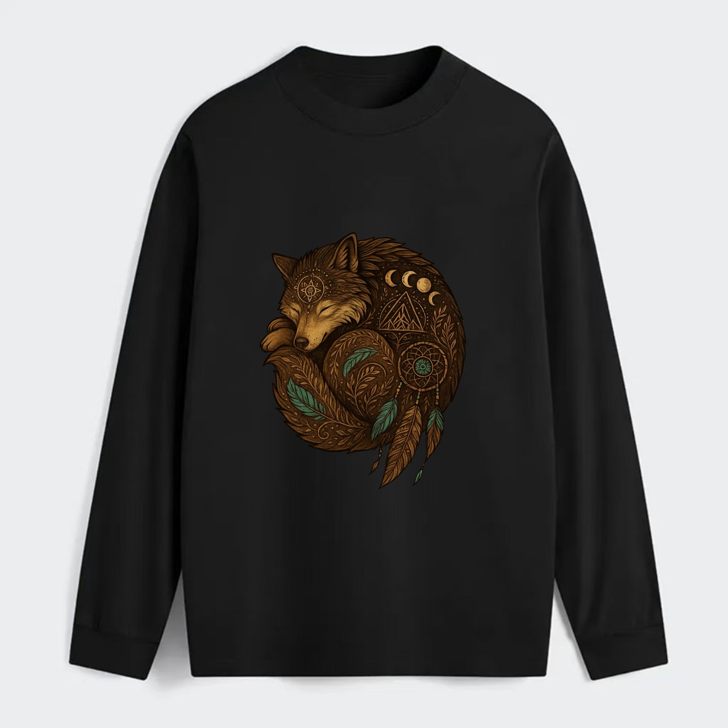 Sleeping Wolf Peace  - Classic Long Sleeve Shirt - Black