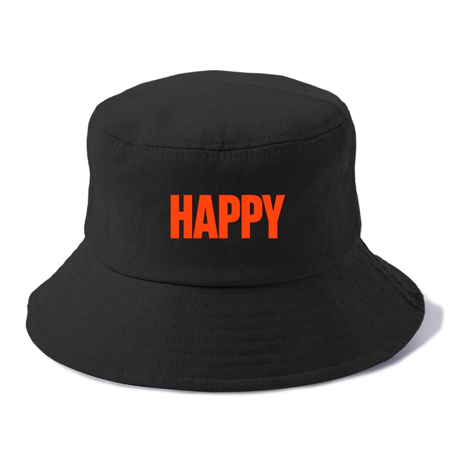 Bold typography design - "HAPPY" - joyful, content, pleased - Bucket Hat - Black