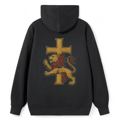 Lion and Cross  - Classic Pullover Hoodie - Black