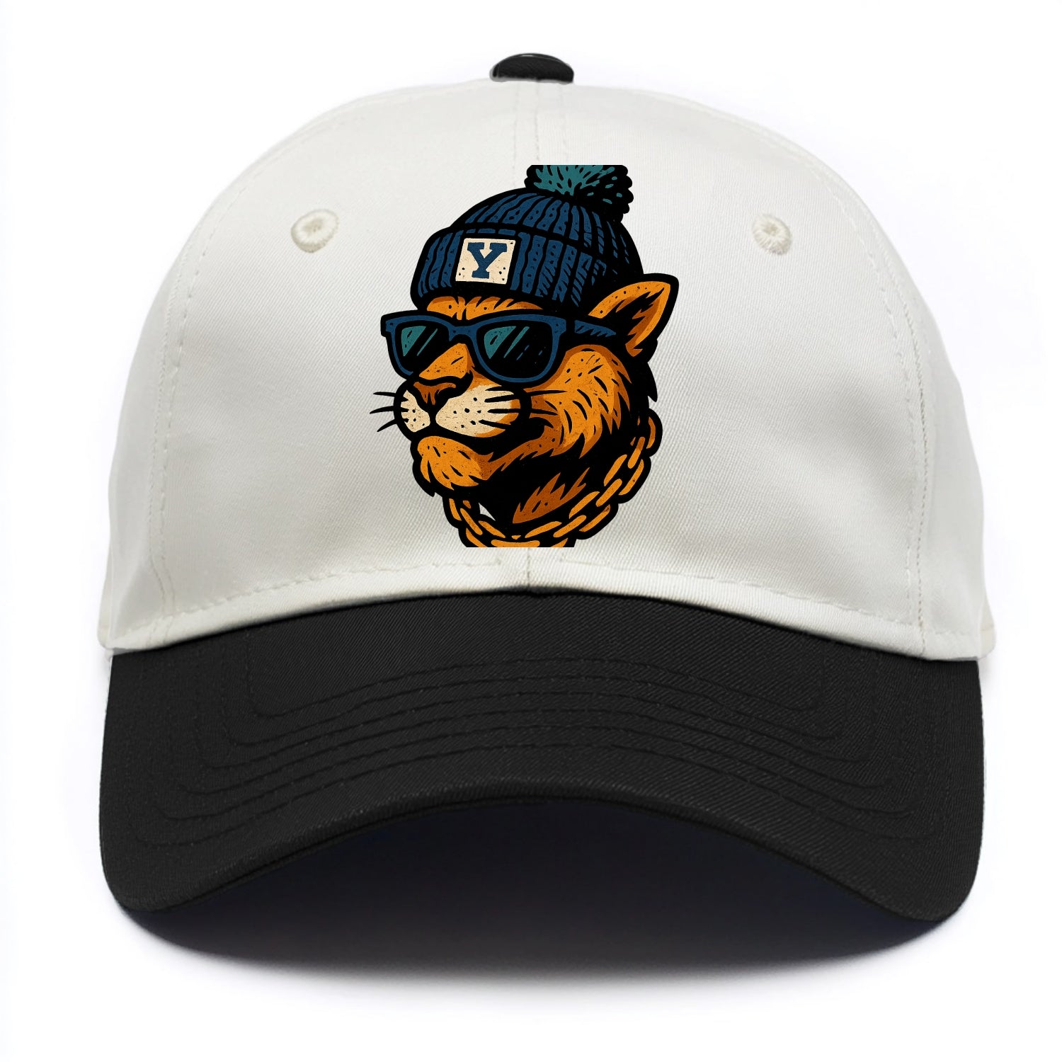 Provo Cougar wearing BYU beanie with Y patch - Two Tone Cap - Black