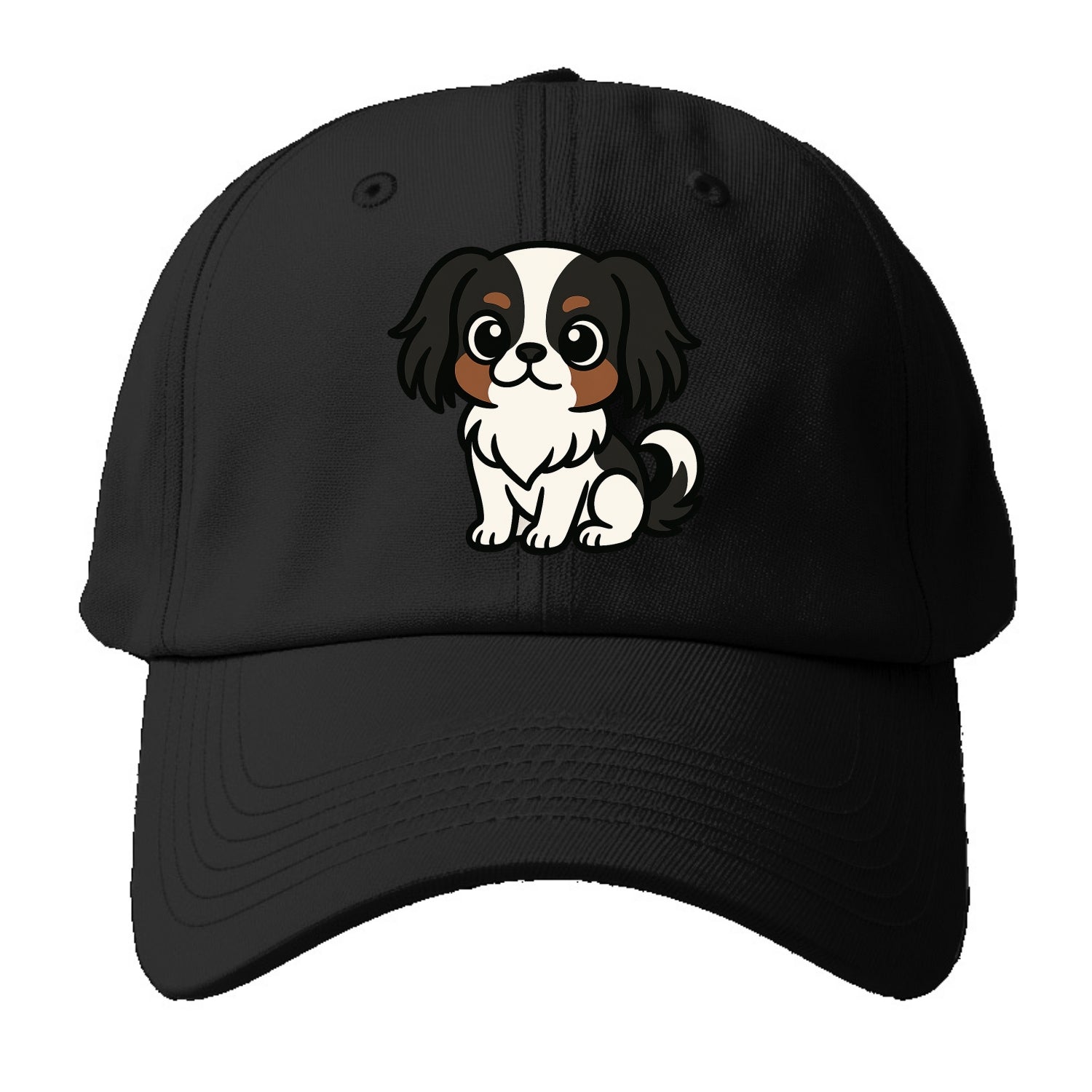 Japanese Chin - Black and white sitting pose - Baseball Cap - Black