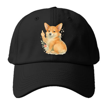 Corgi short legs and fluffy butt, one stubby paw up with sass - Baseball Cap For Big Heads - Black