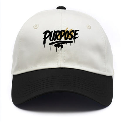 Bold typography design - "PURPOSE" - reason for being - Two Tone Cap - Black