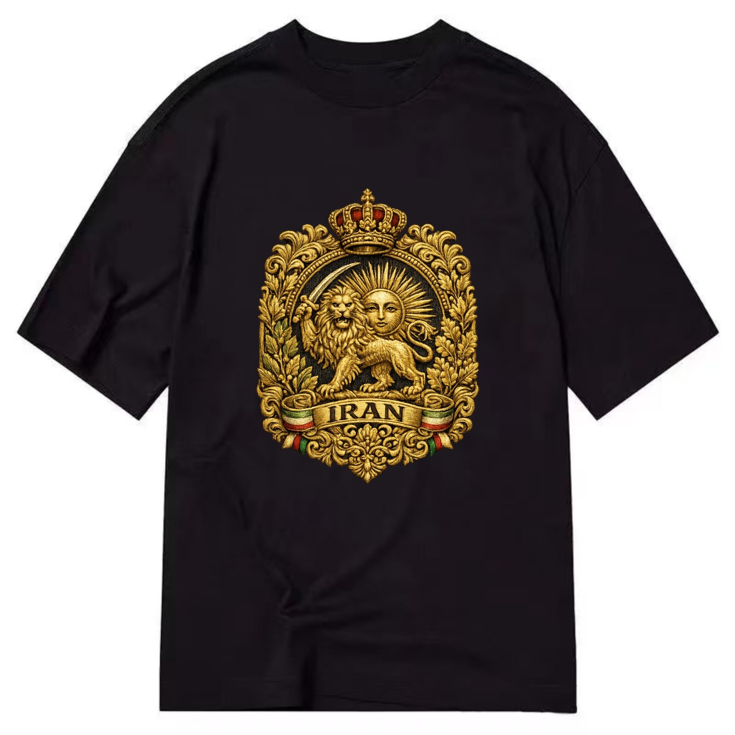 Iran Lion Sun Badge - Classic T-shirt - Black