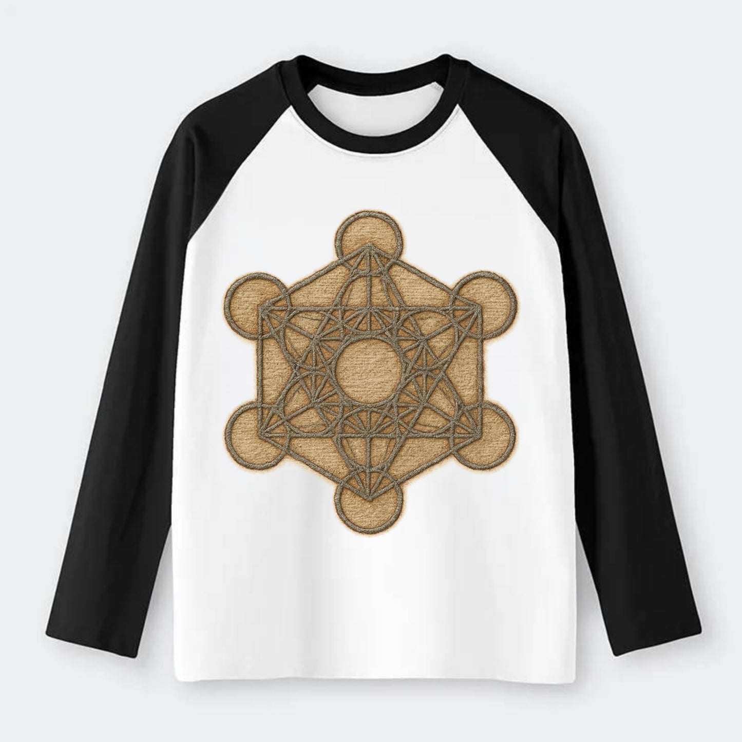 Metatron's Cube  - Raglan Long Sleeve T-Shirt - Black