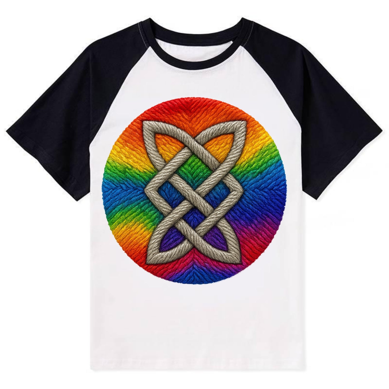 Celtic Shield Knot  - Contrast Raglan T-shirt - Black