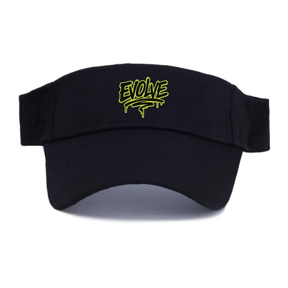 Bold typography design - "EVOLVE" - changing, becoming better - Visor - Black