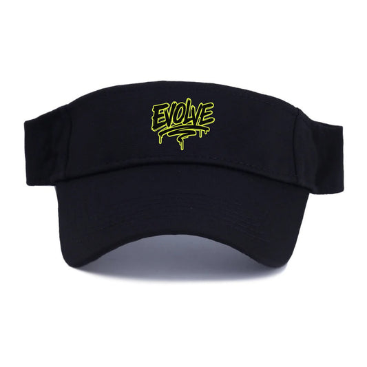 Bold typography design - "EVOLVE" - changing, becoming better - Visor - Black
