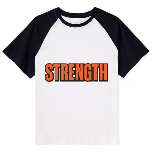 Bold typography design - STRENGTH - inner power, resilience, fortitude - Contrast Raglan T-shirt
