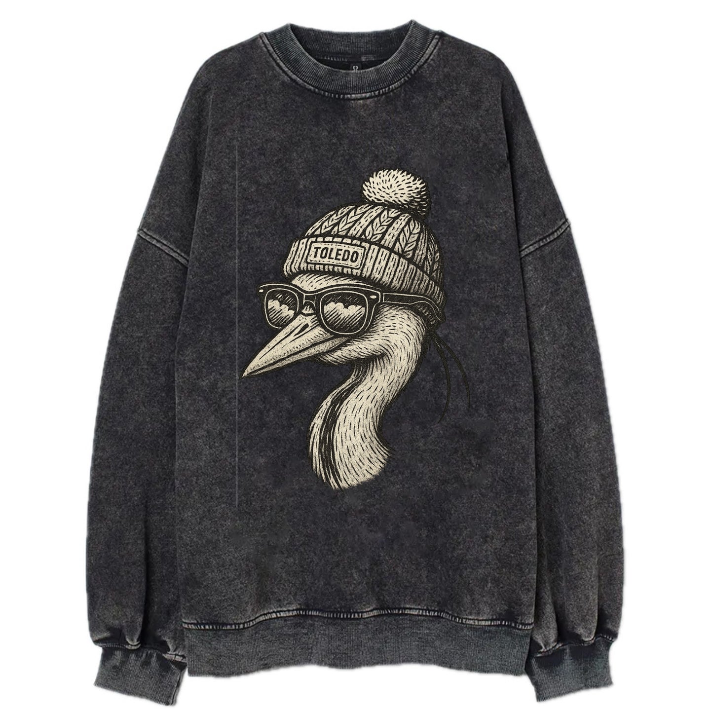 Toledo Great Blue Heron wearing Toledo b - Vintage Sweatshirt - Black