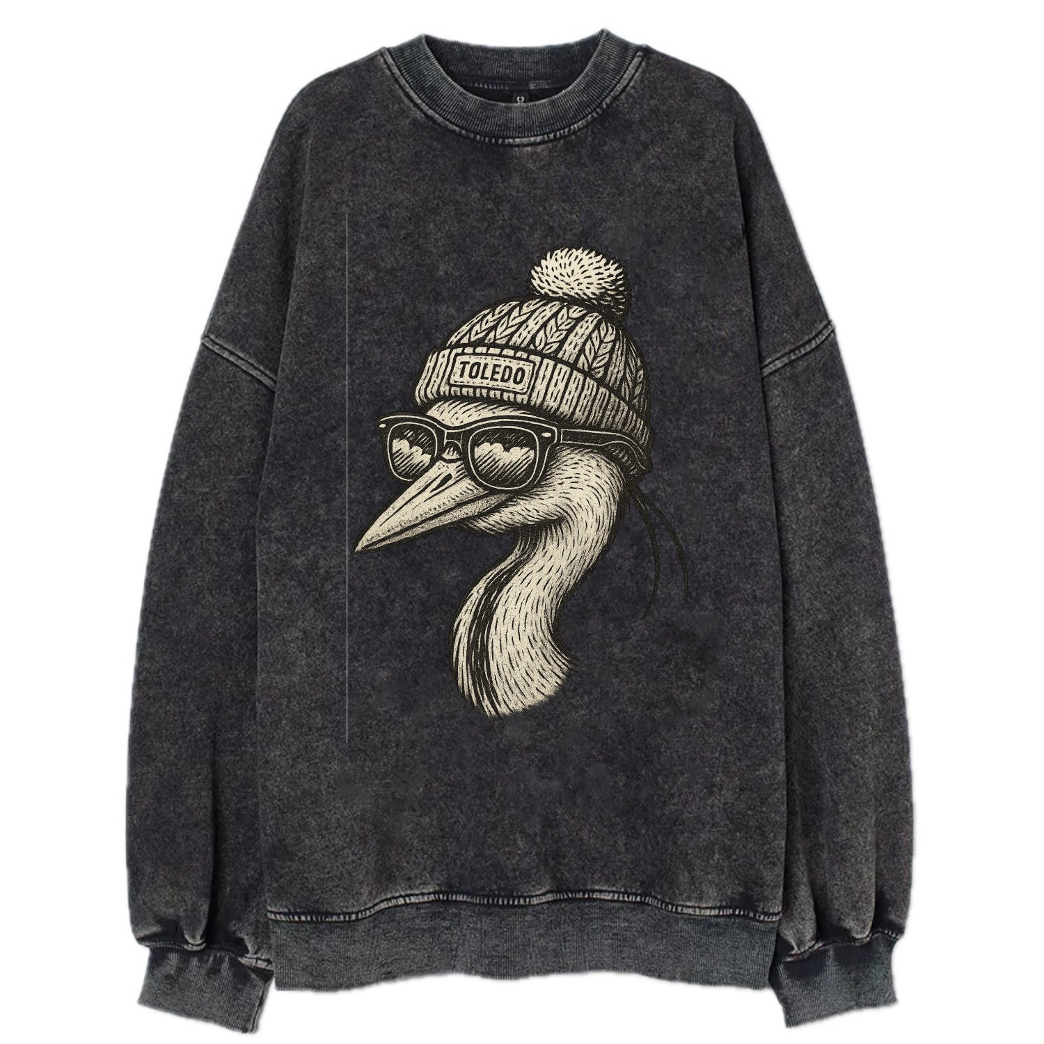 Toledo Great Blue Heron wearing Toledo b - Vintage Sweatshirt - Black