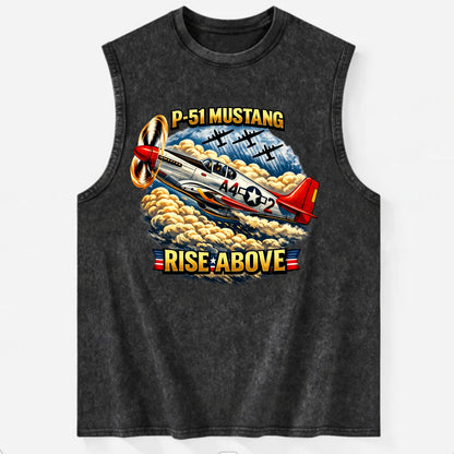 P 51 Mustang Rise Above - Vintage Washed Tank - Black