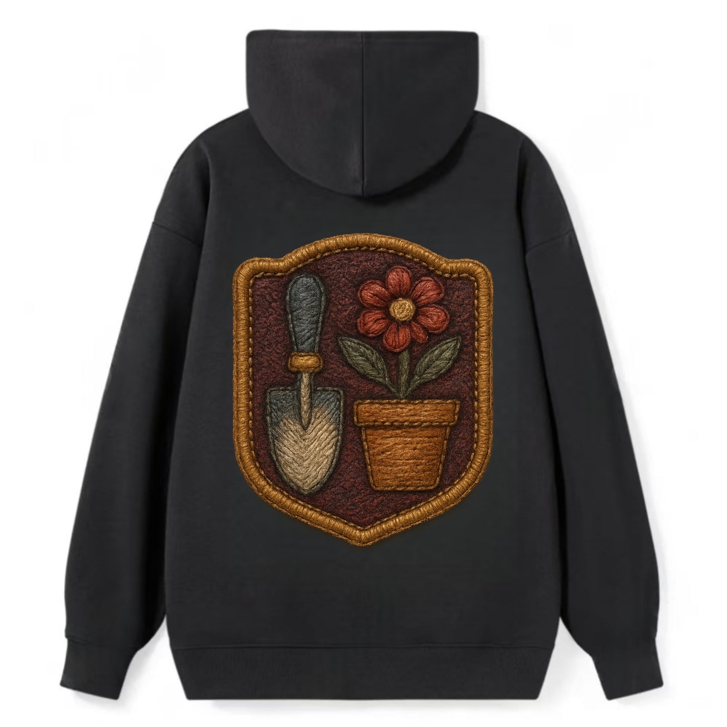 Garden trowel with flower pot - gardener badge - Classic Pullover Hoodie - Black