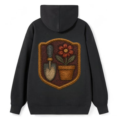 Garden trowel with flower pot - gardener badge - Classic Pullover Hoodie - Black