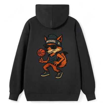 Washington Fox wearing Wizards beanie with capitol patch and wayfarer - Classic Pullover Hoodie - Black