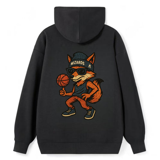 Washington Fox wearing Wizards beanie with capitol patch and wayfarer - Classic Pullover Hoodie - Black