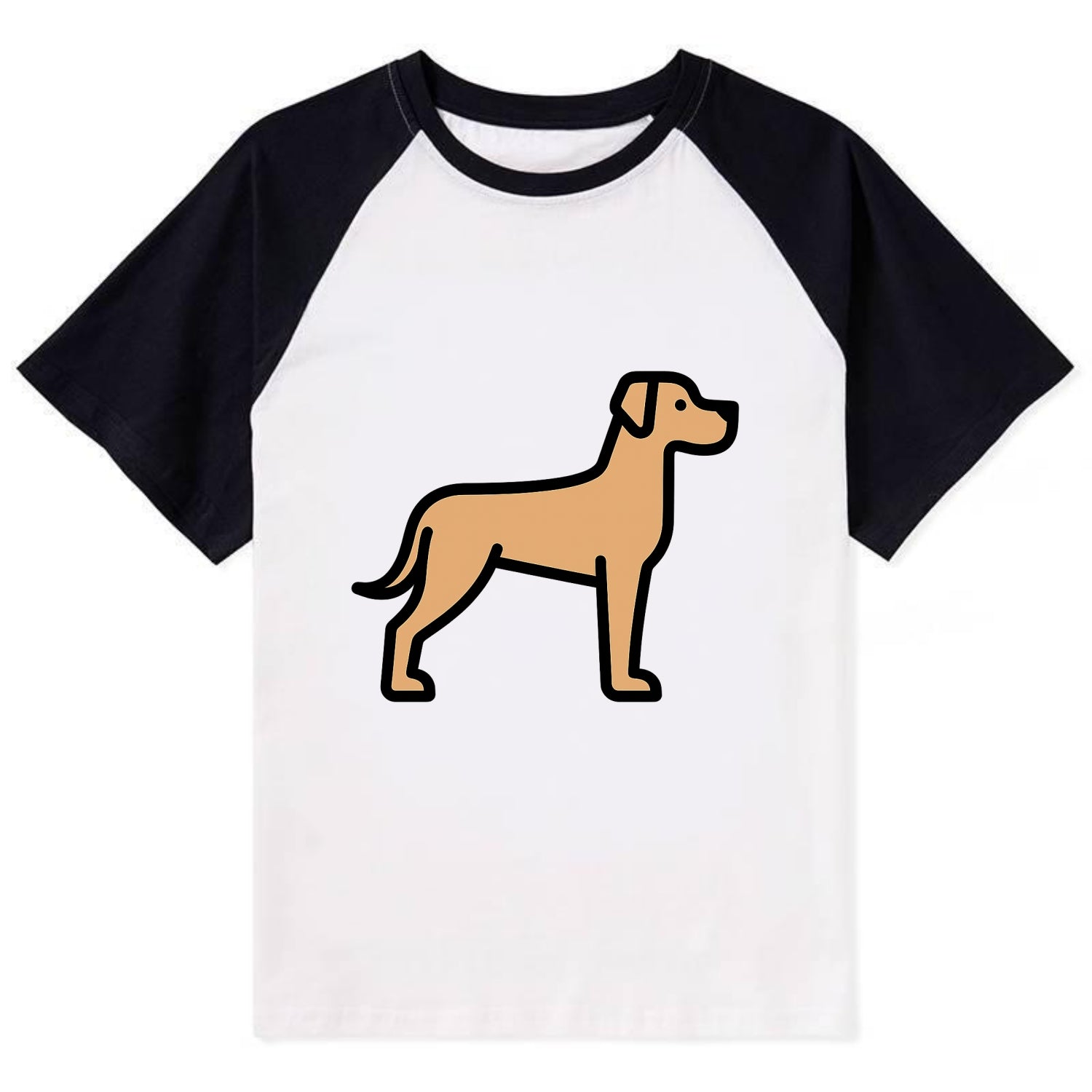 Great Dane - Fawn colored flat side profile - Contrast Raglan T-shirt - Black