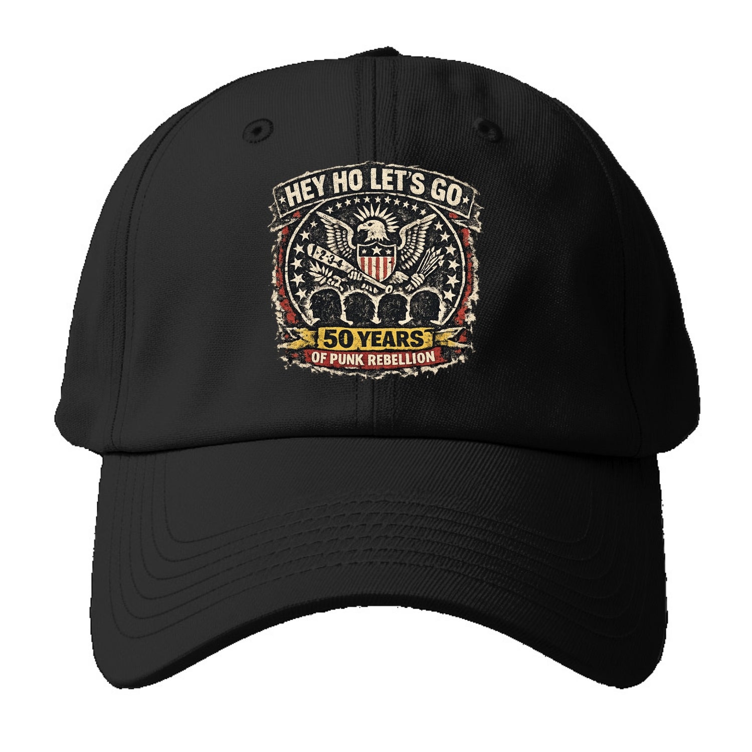 RAMONES LEGACY | Hey Ho Let's Go typography | Presidential seal parody - Baseball Cap For Big Heads - Black
