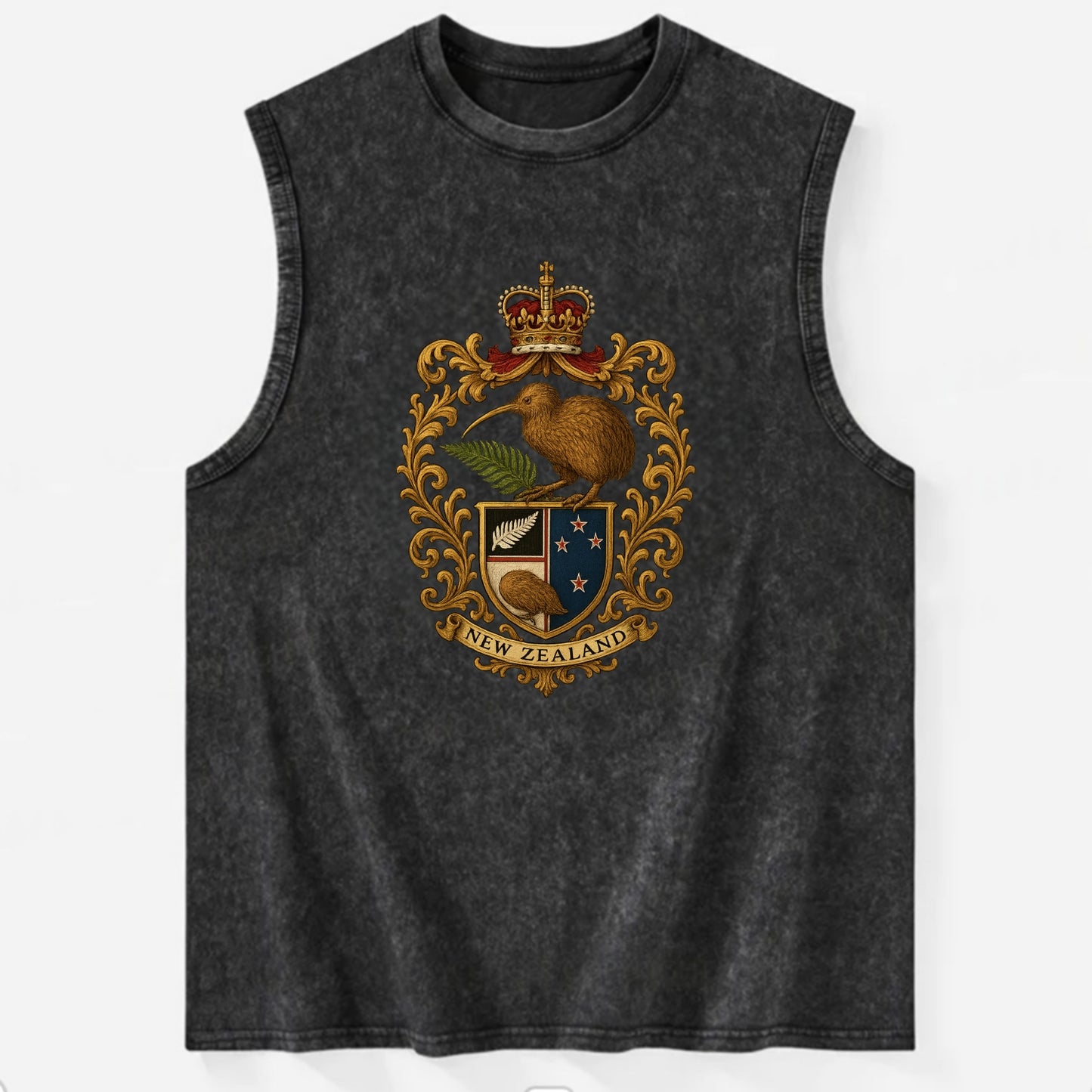 New Zealand Kiwi Emblem  - Vintage Washed Tank - Black