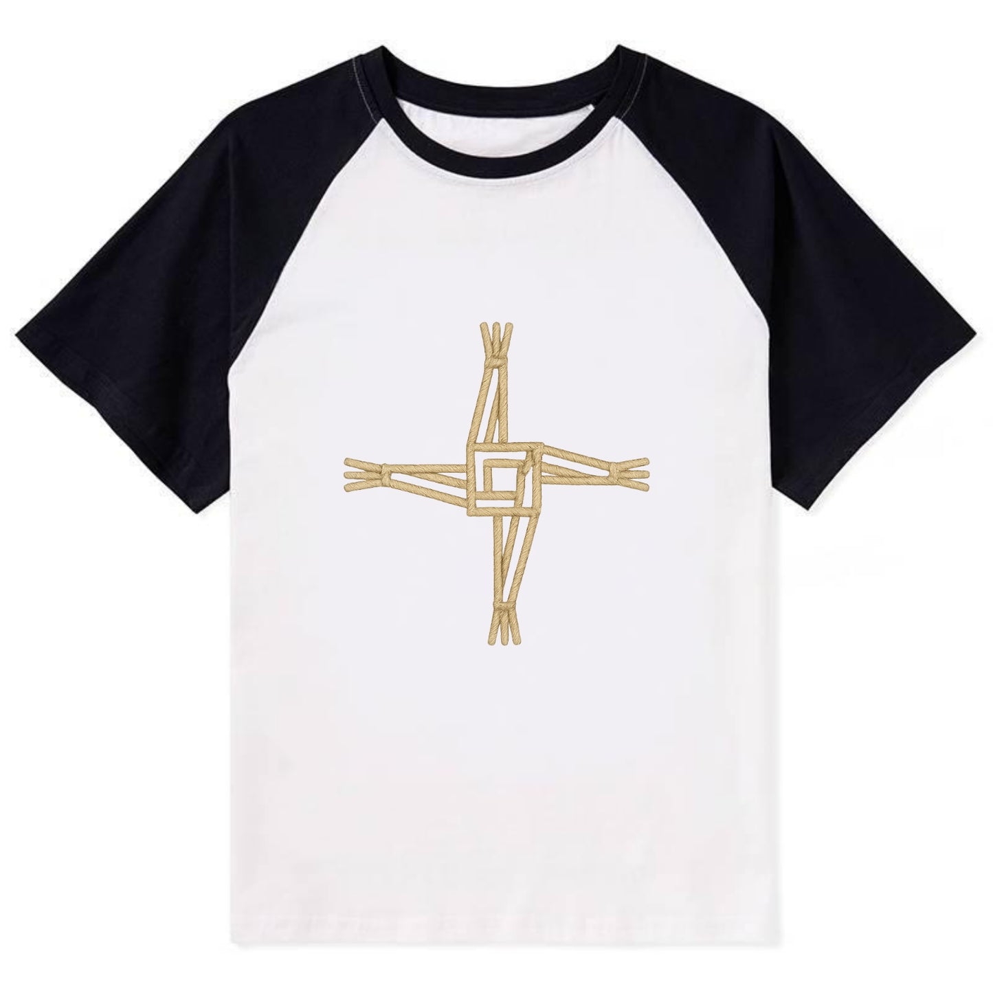 Saint Brigid's Cross  - Contrast Raglan T-shirt - Black