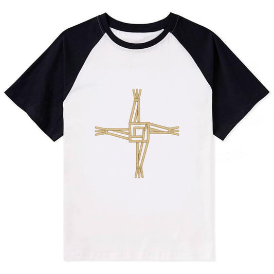 Saint Brigid's Cross  - Contrast Raglan T-shirt - Black
