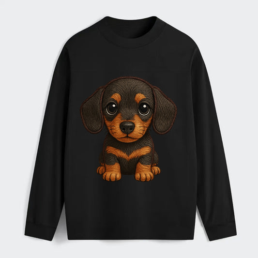 Baby Dachshund Puppy - long body, short legs, floppy ears, curious - Classic Long Sleeve Shirt - Black
