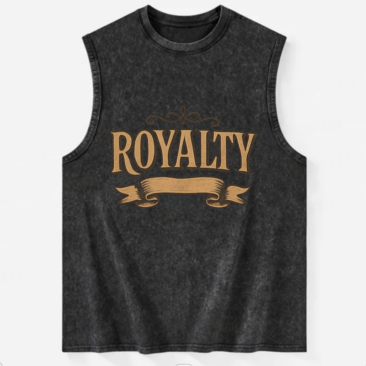 Bold typography design - "ROYALTY" - regal bearing, noble spirit - Vintage Washed Tank - Black