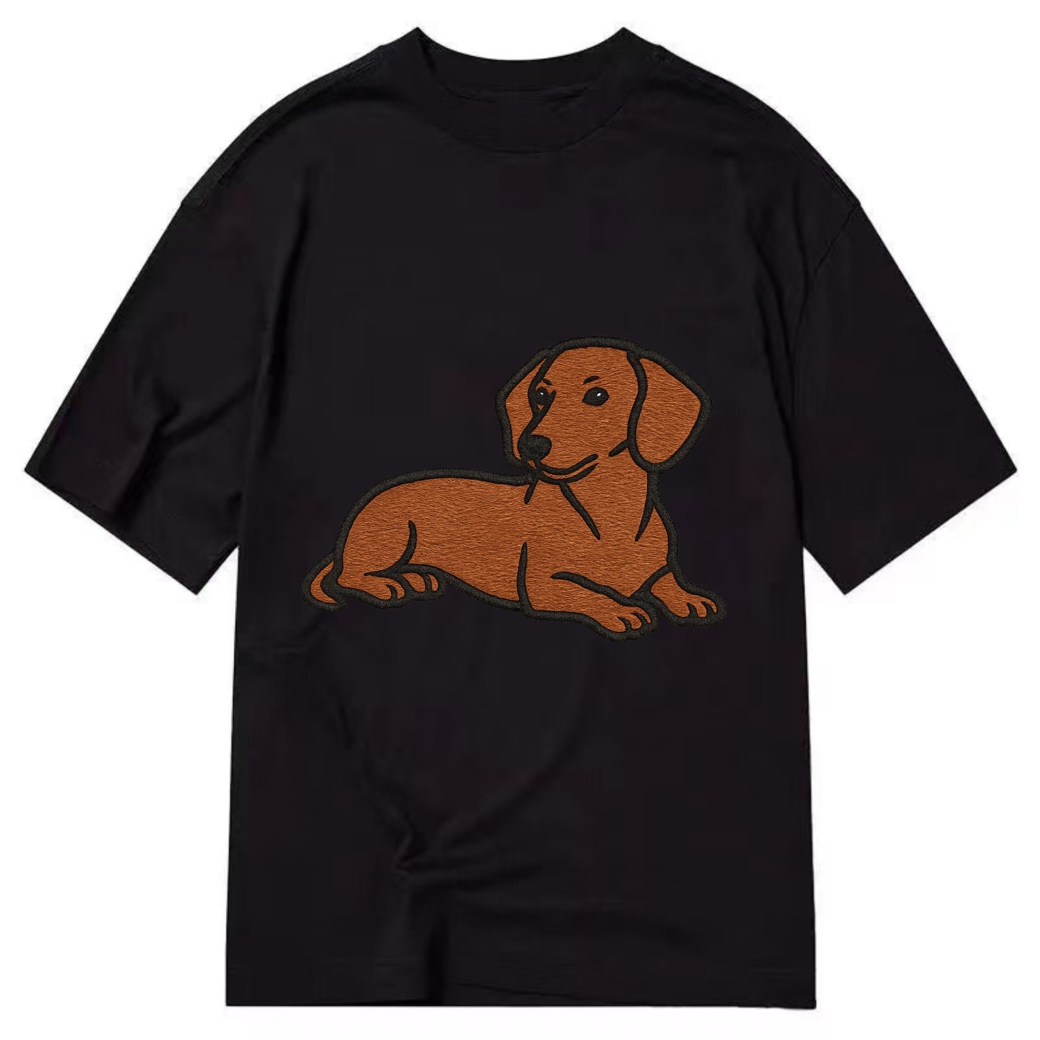 Dachshund - Red smooth relaxed lying dow Classic T-shirt - Black