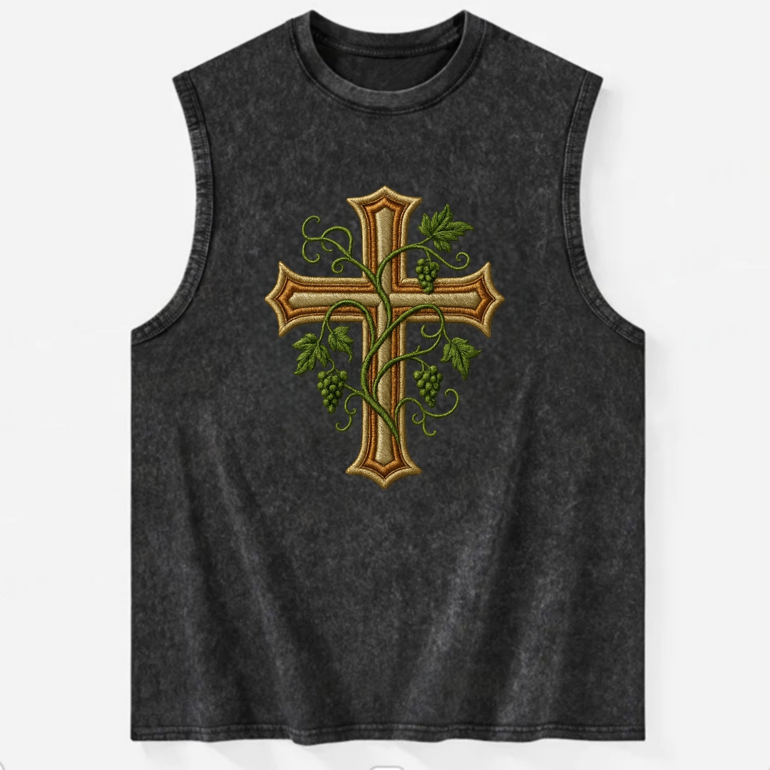 Vine Cross  - Vintage Washed Tank - Black