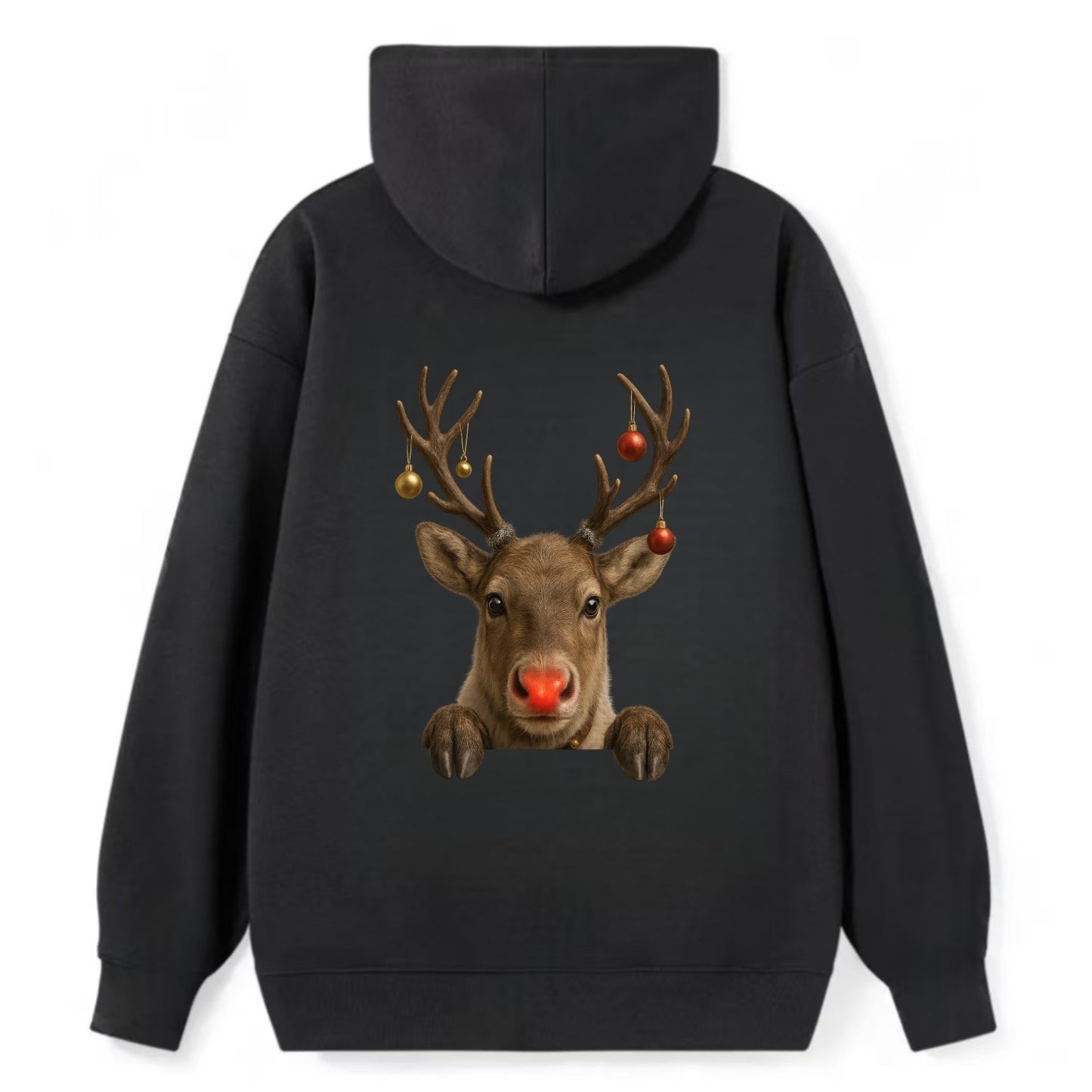 Christmas Reindeer  - Classic Pullover Hoodie - Black