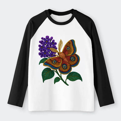 Polyphemus Moth - Raglan Long Sleeve T-Shirt - Black