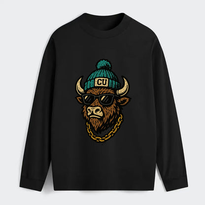Boulder Ralphie wearing Colorado beanie with CU patch - Classic Long Sleeve Shirt - Black