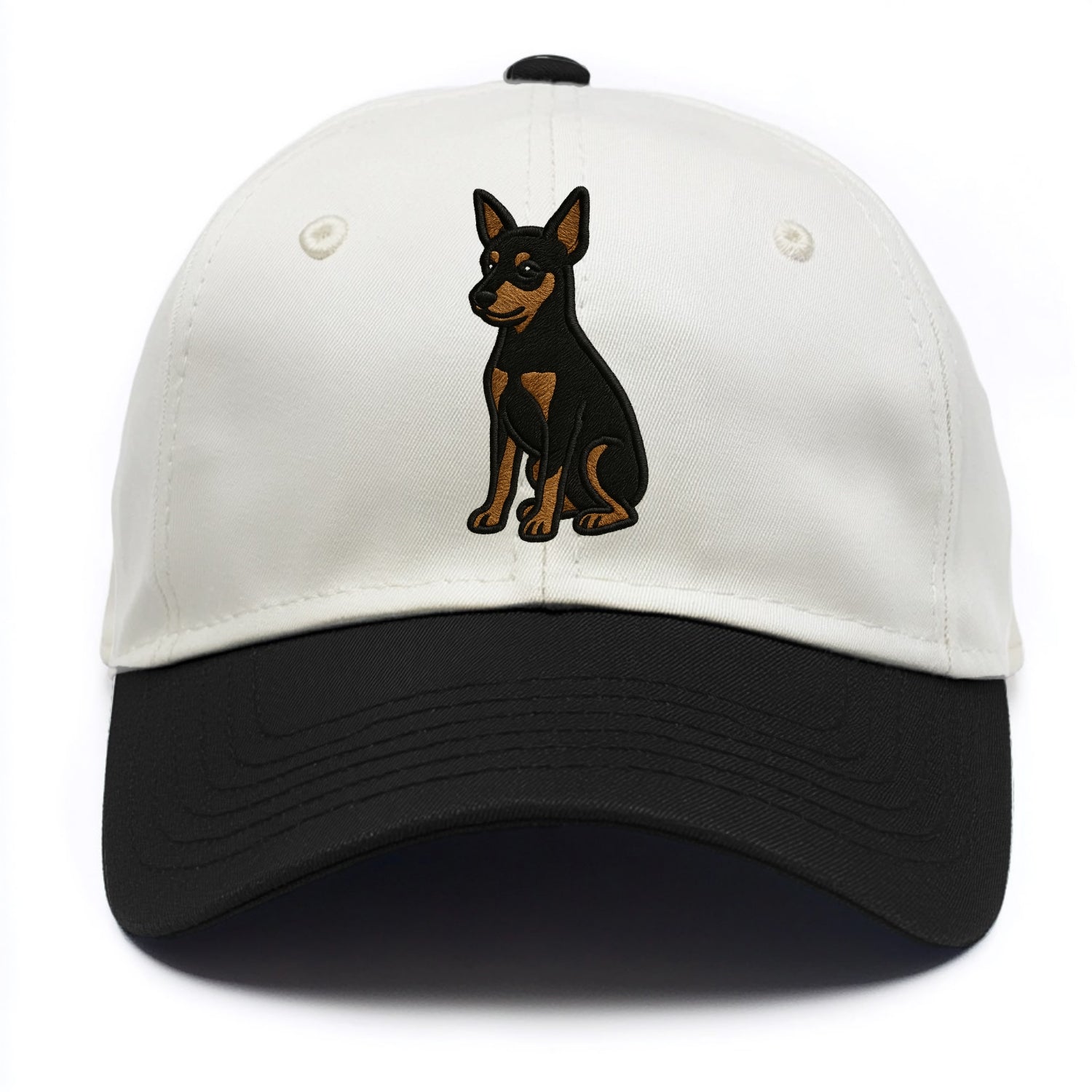 Miniature Pinscher - Black and tan sitti Two Tone Cap - Black