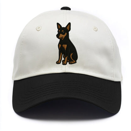 Miniature Pinscher - Black and tan sitti Two Tone Cap - Black