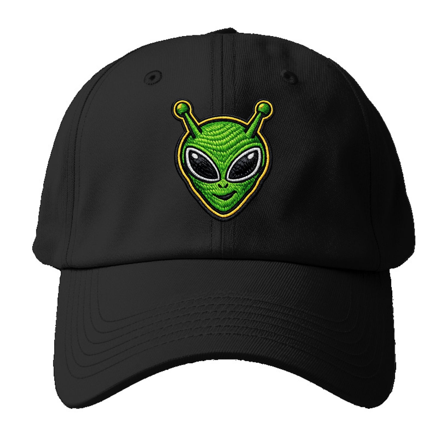 ALIEN MARTIAN - green alien with antenna in green , little green man - Baseball Cap For Big Heads - Black