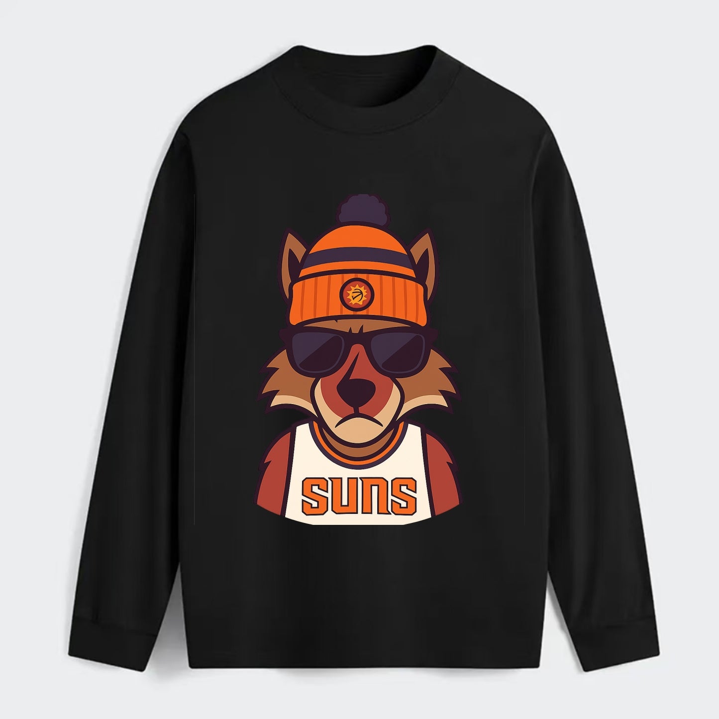 Arizona Coyote wearing Suns beanie with desert sun patch and wayfarer - Classic Long Sleeve Shirt - Black