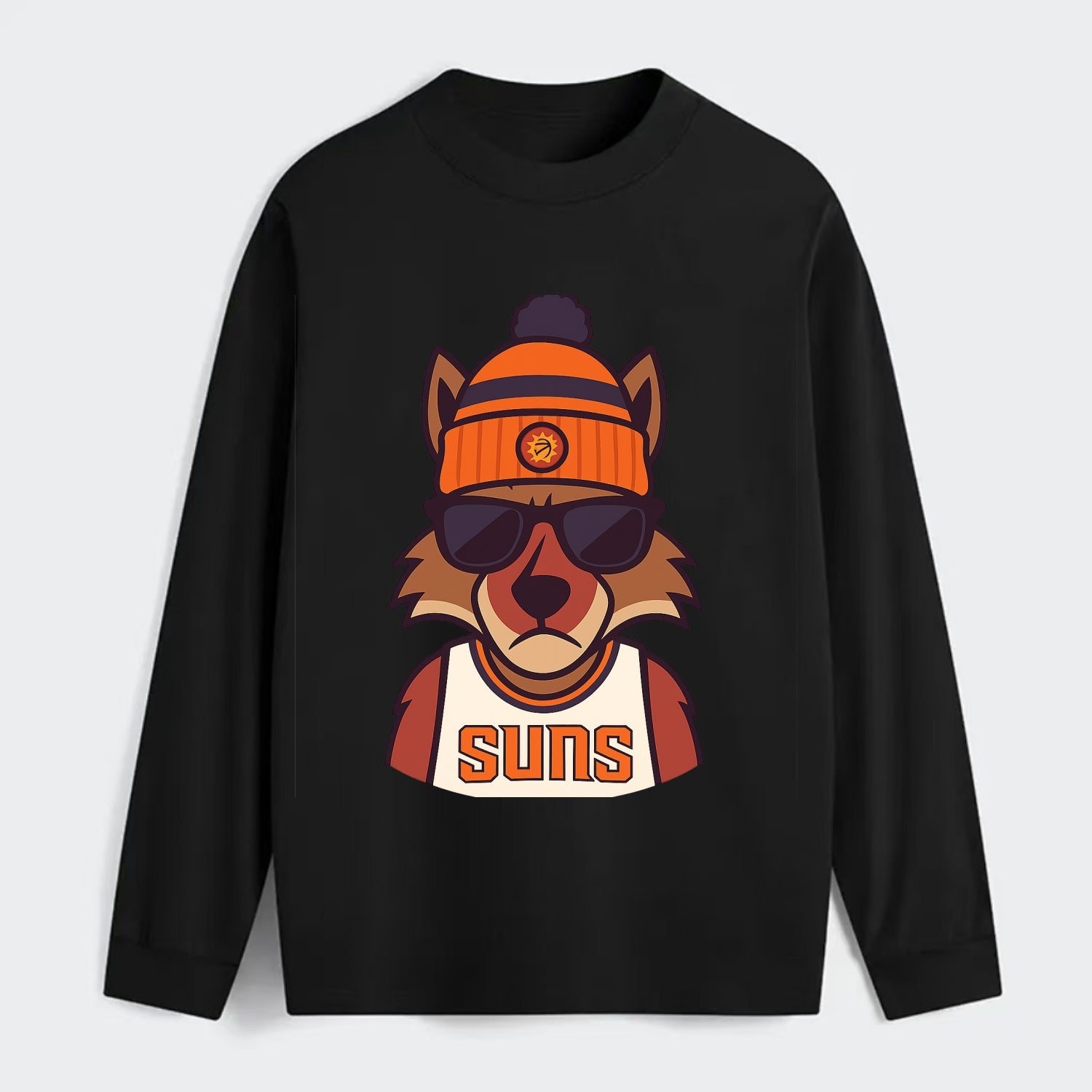 Arizona Coyote wearing Suns beanie with desert sun patch and wayfarer - Classic Long Sleeve Shirt - Black
