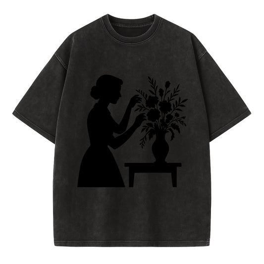 Florist arranging dramatic bouquet - Vintage T-shirt - Black