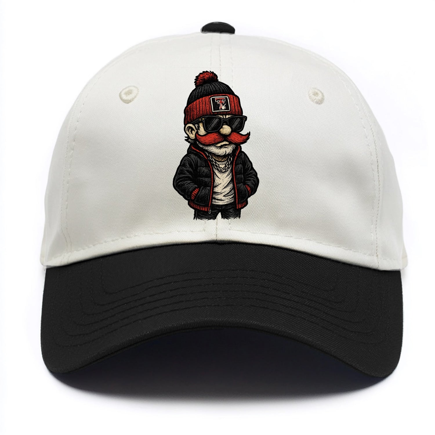 Lubbock Raider wearing Texas Tech beanie with guns up patch - Two Tone Cap - Black