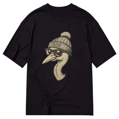 Toledo Great Blue Heron wearing Toledo beanie with pom pom and wayfarer sunglasses - Classic T-shirt - Black