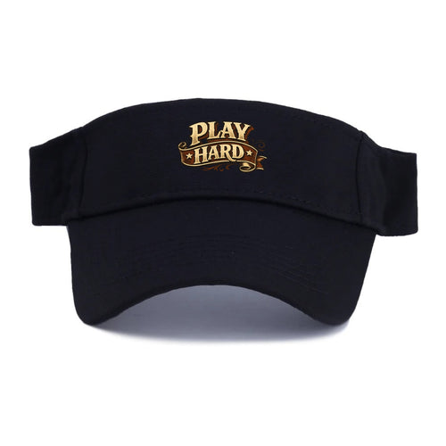 Bold typography design - PLAY HARD - giving your all, full effort - Visor